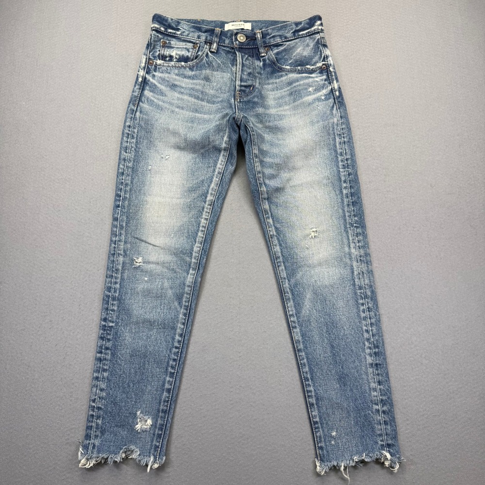 Moussy Vintage Slim Straight Distressed Medium Wash Button Fly Jeans Size 25